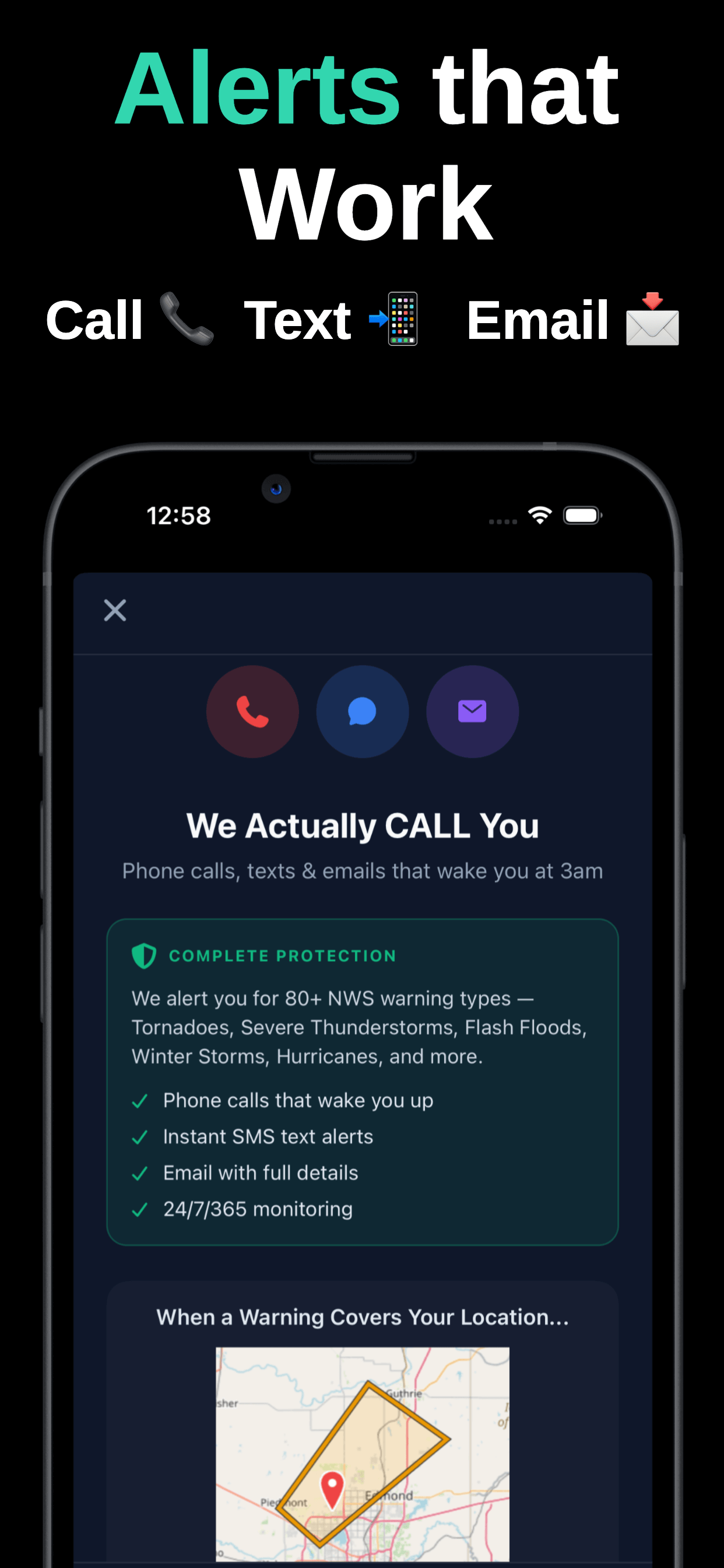 Storm Tracker - Phone call, text, and email severe weather alerts